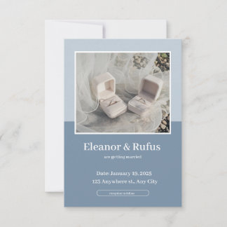 Blått Och Vitt Enkelt Fotocentrisk Inbjudan