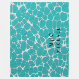 blått och vitt enkelt modernt monogram fleecefilt