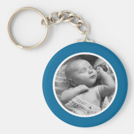 Blått och vitt foto-nyckelkedja nyckelring