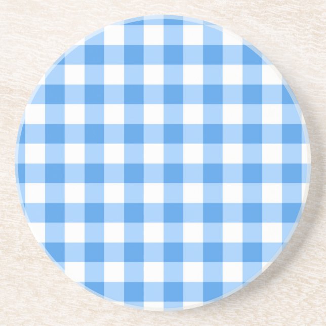 Blått och vitt Gingham Check Mönster Underlägg (Framsidan)