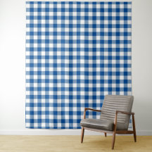 Blått och vitt Gingham Check Tapestry