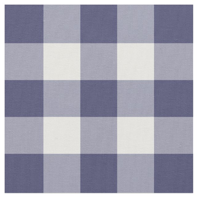 Blått och vitt Gingham Mönster Fabric Tyg (Närbild)