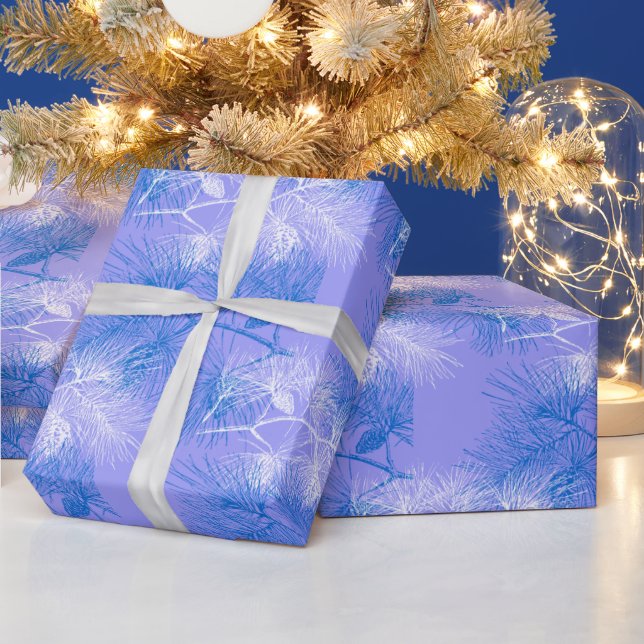 Blått och vitt Gräs Helgdag Mönster Presentpapper (Helgdagar)