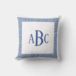 Blått och vitt grekiskt Nyckel Dekorativ kudde
