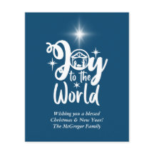 Blått och vitt julkort