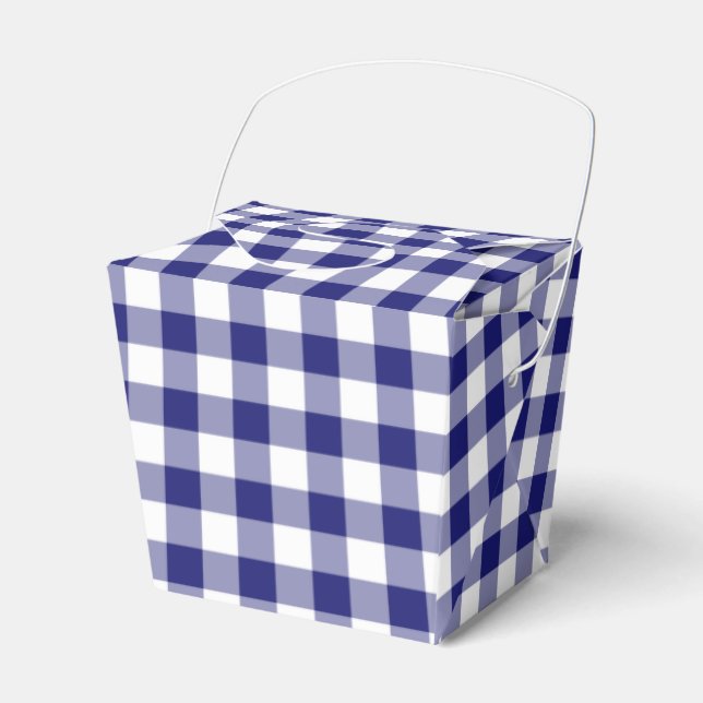 Blått och vitt kontrollerat Gingham Mönster Presentaskar (Framsidan Sidan)
