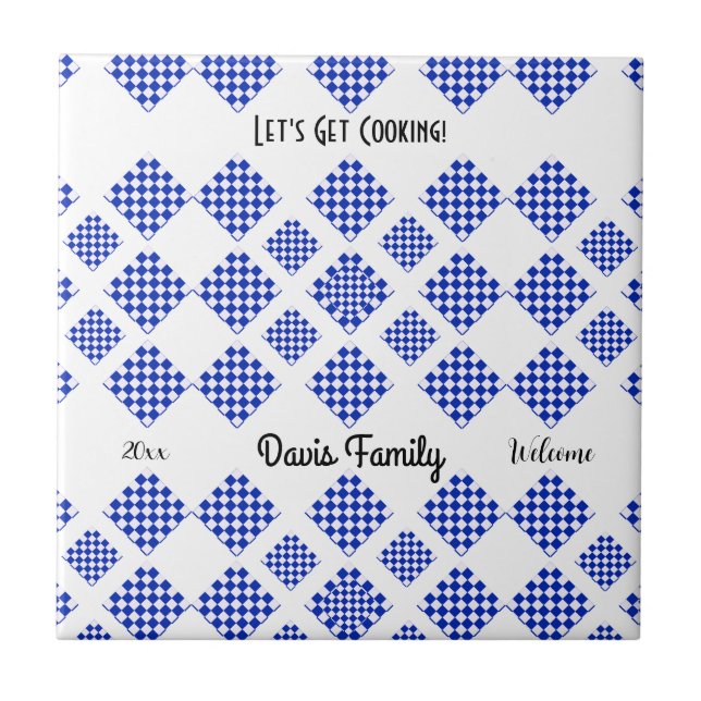 Blått och vitt kontrollerbart kakelplatta (Framsidan)