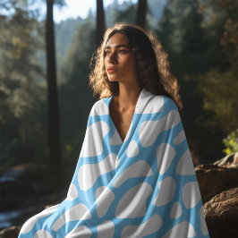 Blått och vitt konutskrift Aestetiskt Fleecefilt