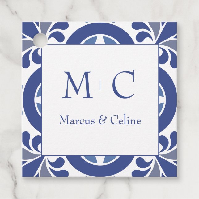 Blått och vitt kustområde Bröllop Gåvor Etiketter (Framsida)