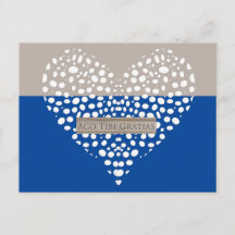 Blått och vitt latinskt tackkort