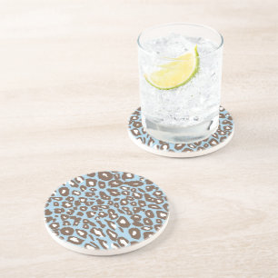 Blått och vitt leopard Skriv ut Underlägg