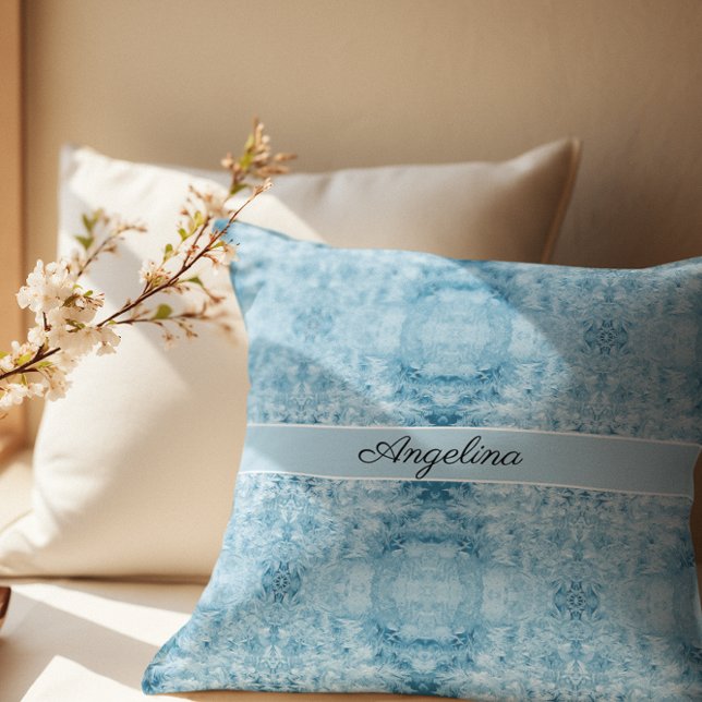 Blått och vitt ludd mönster, anpassade kudde (Skapare uppladdad)