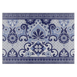 Blått och vitt mexikanskt talavera Folk Art Tile