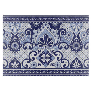 Blått och vitt mexikanskt talavera Folk Art Tile