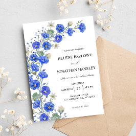 Blått och vitt Modern Rustic Elegant bröllop Inbjudningar