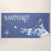 Blått och vitt Nantucket Beach Towel
