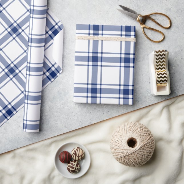 Blått och vitt nautiskt centrum presentpapper (Hantverk)