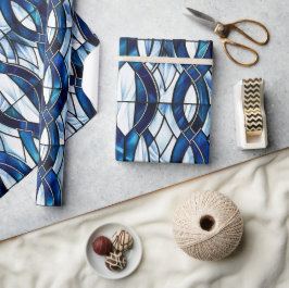 Blått och vitt patriotiskt färgat glas 4 juli presentpapper