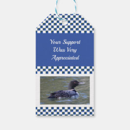 Blått och vitt presentetikett