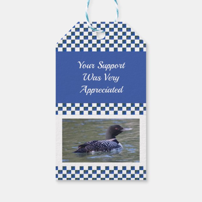 Blått och vitt presentetikett (Baksidan)