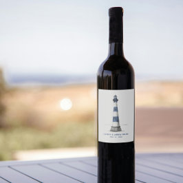 Blått och vitt Rand fyr Bröllop Vin Labe Vinflaska Etikett