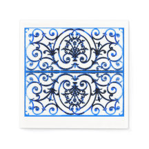 Blått och vitt rullverk mönster