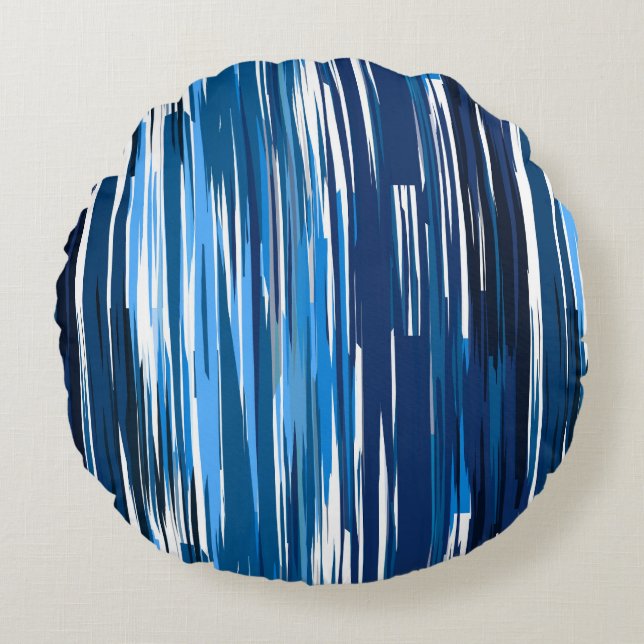 Blått och vitt rund kudde (Framsidan)