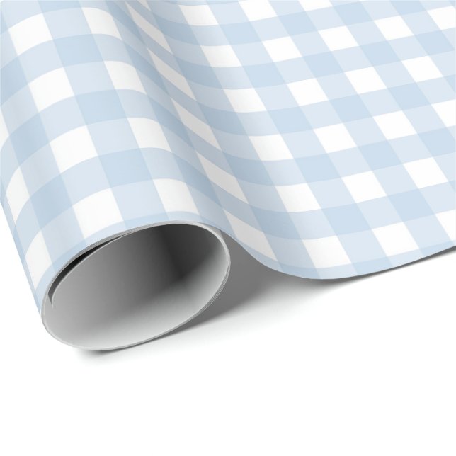 Blått och Vitt Rutigt Presentpapper (Rullad Hörn)