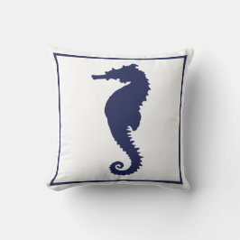 Blått och vitt sjöhäst Nautical Beach Thr Kudde