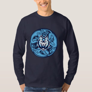 Blått och vitt skal varg t shirt