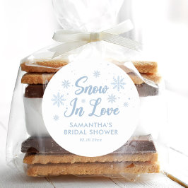 Blått och vitt Snö i kärlek Winter-Möhippan Runt Klistermärke