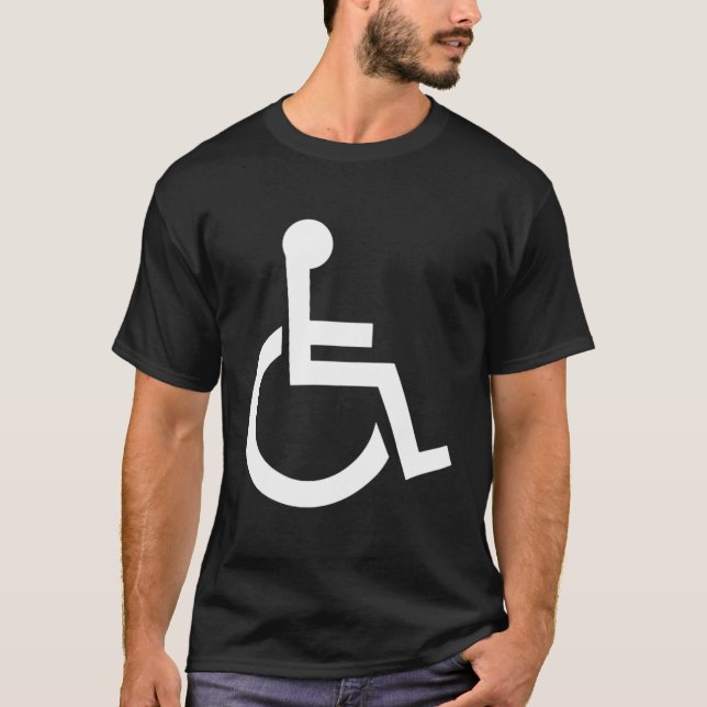 Blått och vitt tecken på handicap t shirt (Framsida)
