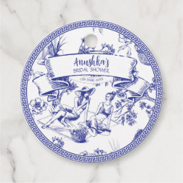 Blått och vitt tryne gåvor etiketter