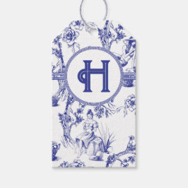 Blått och vitt tryne presentetikett