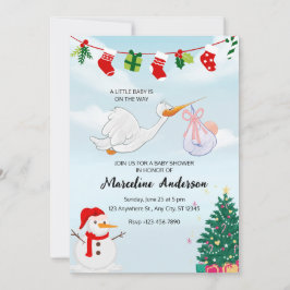 Blått och vitt vattenfärgsskjul, babykläder inbjudningar