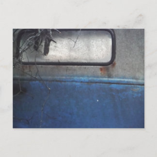 Blått och vitt vintage lastbil vykort