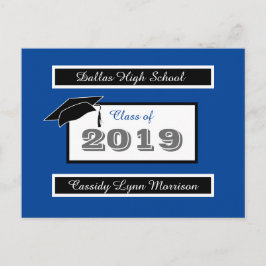 Blått och vitt vykort för studenten