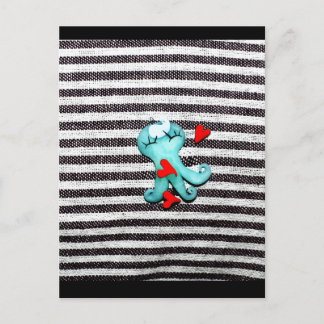 Blått octopoda, svart och vitt, rött vykort