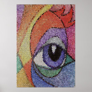 Blått Öga fractal nedfläckad tittar glas Poster