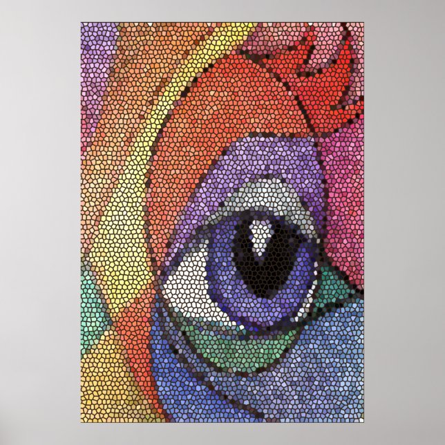 Blått Öga fractal nedfläckad tittar glas Poster (Framsidan)