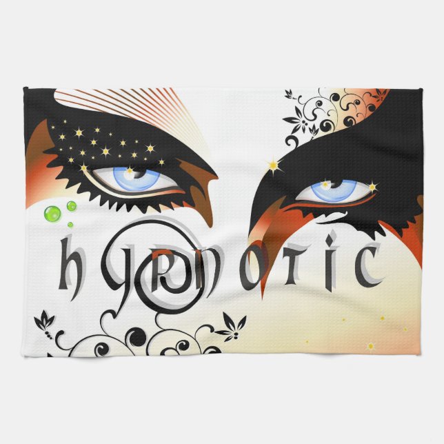 Blått Öga Mode Maka till Kökshandduk (Horisontell)