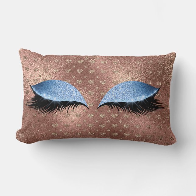 Blått Ögon, Glitter Makeup-streck, hjärdar Lumbarkudde (Framsida)