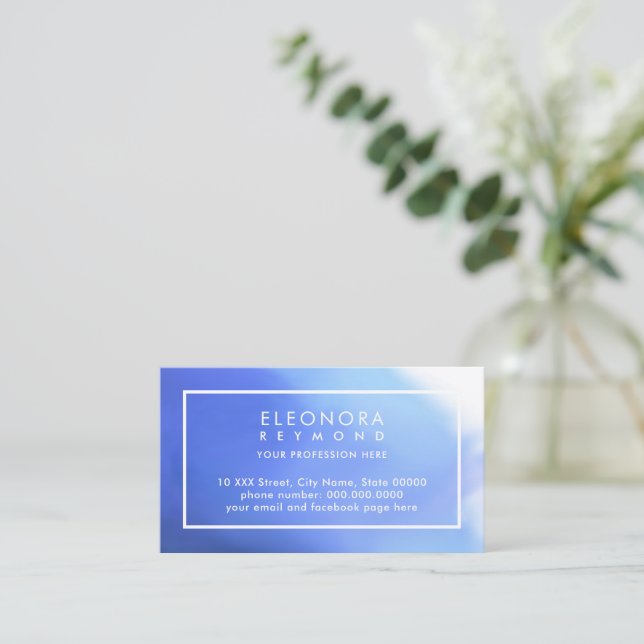 Blått ombre för vattenfärg visitkort (Stående Fram)