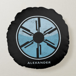 Blått ombre SciFi Futurism i utarmat skönhets- och Rund Kudde