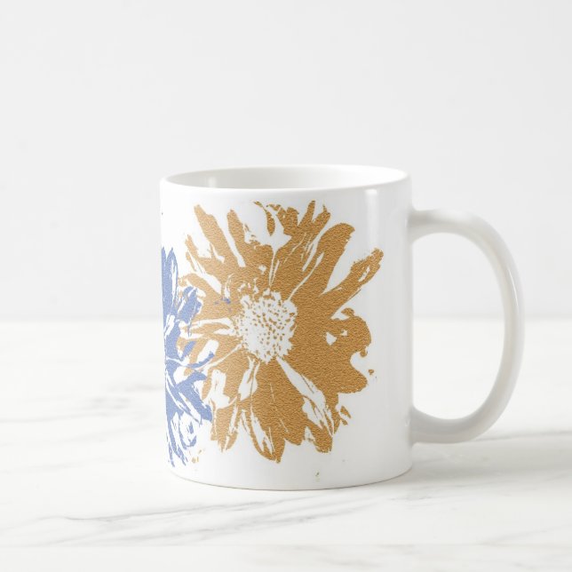 Blått Orange, blomma, grönt Kaffemugg (Höger)