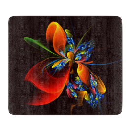 Blått Orange Blommigt Modern Abstrakt Art Mönster