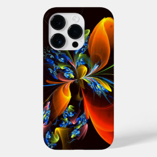 Blått Orange Blommigt Modern Abstrakt Art Mönster 