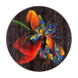 Blått Orange Blommigt Modern Abstrakt Art Mönster