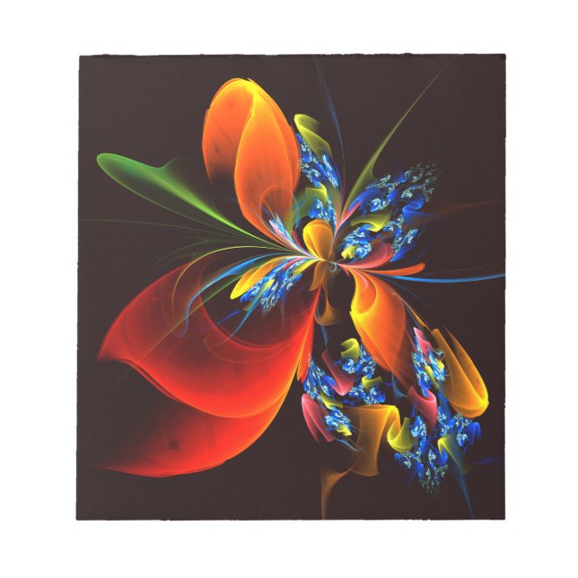Blått Orange Blommigt Modern Abstrakt Art Mönster  Anteckningsblock (Framsida)