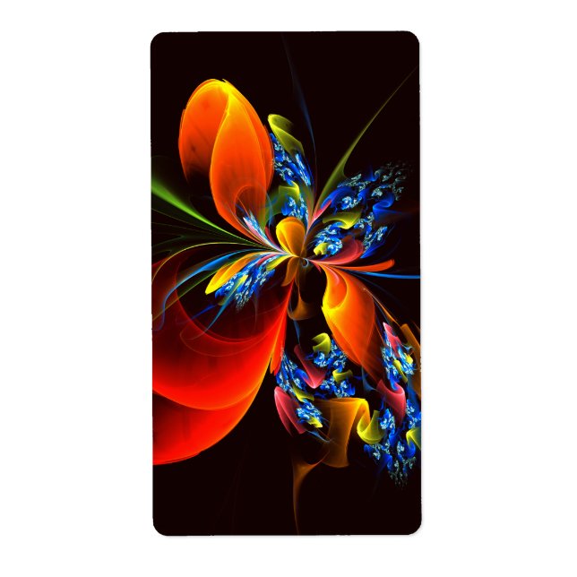 Blått Orange Blommigt Modern Abstrakt Art Mönster  Fraktsedel (Framsidan)